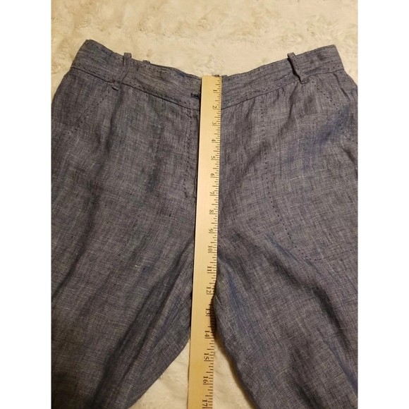 MSSP Max Studio Specialty Linen Pants Womens Size 8 Blue Chambray Trim - Picture 10 of 11